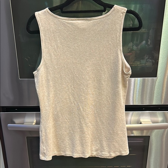 Ann Taylor Tan Sleeveless Tank‎ Top with Ruffle Neckline - Picture 3 of 3